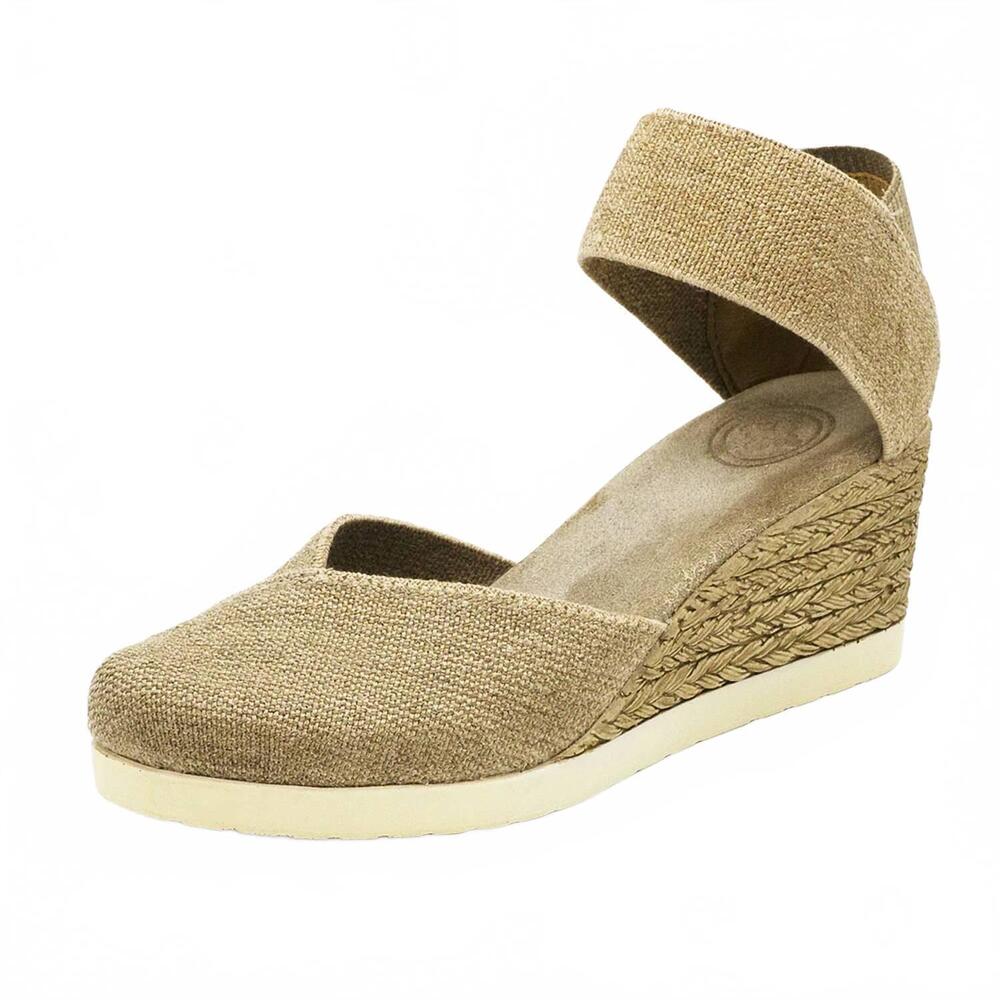 NEW CHARLESTON SHOE CO. women's obx closed-toe wedge espadrille in linen